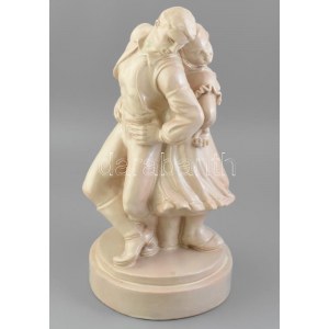 Jelzés nélkül: Táncolók. Mázas kerámia, kis tűz és mázrepedés. m: 42 cm