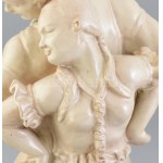 Jelzés nélkül: Táncolók. Mázas kerámia, kis tűz és mázrepedés. m: 42 cm