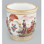 Régi Capodimonte kaspó, jelzett, kopásokkal, m: 14,5cm, d: 19 cm