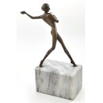 Josef Lorenzl (1892-1950): Art Deco nő. Bronz, márvány talapzaton, jelzés nélkül, szép állapotban m: 42 cm...