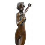 Josef Lorenzl (1892-1950): Art Deco nő. Bronz, márvány talapzaton, jelzés nélkül, szép állapotban m: 42 cm...