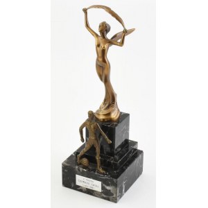 1981 olasz sport trófea. Bronz, márvány talapzaton, talapzaton tábla: V RTOFEO CORRADO CAGLI Luglio 1981...