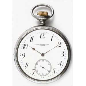Patek Philippe zsebóra, XX. sz. eleje. Másodpercmutatós, szép számlappal, fém tokkal. Működő, jó állapotban, d: 53 mm ...