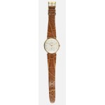 IWC 14K arany kézi felhúzós férfi karóra. Jelzett, hibátlan számlappal, bőr szíjjal 33 mm