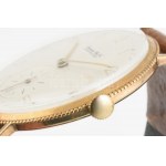 IWC 14K arany kézi felhúzós férfi karóra. Jelzett, hibátlan számlappal, bőr szíjjal 33 mm
