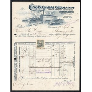 1900 Békéscsaba, Első B. Csabai Gőzmalom Rosenthal Márton fejléces számla...