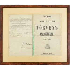 1868 1865/7-ik évi Országgyűlési Törvényczikkek. XIII.-XVIII. Buda, 1868, M. Kir. Tud. Egyetem Nyomdája. Első kiadás...