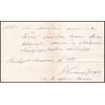 1877 Korányi Frigyes (1827-1913) belgyógyász-professzor autográf igazolása elmebetegnek. Sérült...