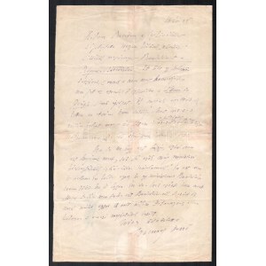 cca 1900 Szomory Dezső (1869-1944) író, újságíró, színműíró autográf levele irodalmi témákról...