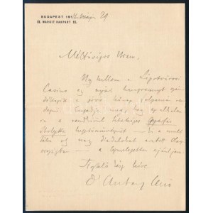 1914 Hubay, Jenő (1858-1937) zeneszerző autográf levele Rust József (1860-1935) kereskedő...