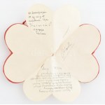 1937-1940 2 db szív alakú, kézi festéssel díszített emlékkönyv, harmonikaszerűen nyílik...