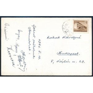 1981 Lakat Károly (1920-1988) válogatott labdarúgó, mesteredzőáltal aláírt képeslap ...