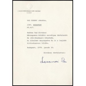 1878 Losonczi Pál (1919-2005) az Elnöki Tanács elnökének aláírt gépelt levele borítékkal