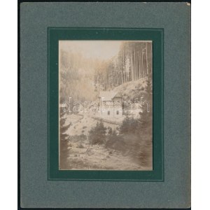 cca 1910 Körmöcbánya (Kremnica, Felvidék) Zólyomvölgy, nyaraló 8x11 cm-es fekete-fehér fotó paszpartuban...