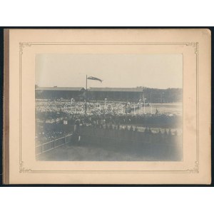 1896 Ünnepség a zuglói Millenáris sport telepen egy Egri utcai villa padlás teréről fotózva fotó kartonon 20x 14 cm