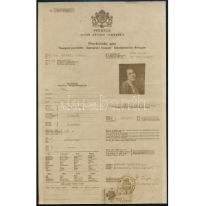 1944 Svéd útlevél korabeli, nem hitelesített fotómásolata, hajtott