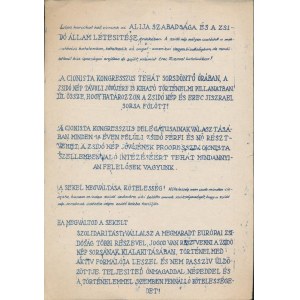 cca 1947 A Cionista Kongresszus röplapja, 29×21 cm