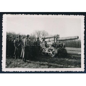 cca 1940 Hajmáskér lőtér, M1940 210 mm-es nehéz tarack próbája 6x9 cm