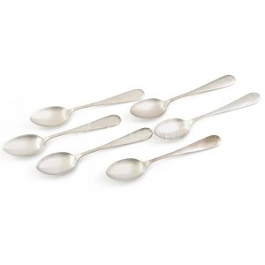 Ezüst (Ag) 6 db teás kanál, jelzett, h: 15 cm, nettó: 203g
