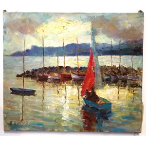 Maria Voslinskaia (1912-2000), Port with a red sail
