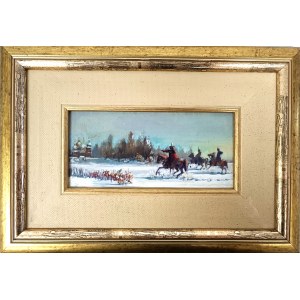 Artysta nieznany, Zimowy zwiad huzarów w Rosji 1812-13