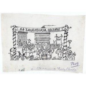 Stanisław Miedza-Tomaszewski rysunek na folii Na zagrożonym odcinku [ca 1947]