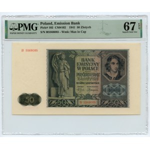50 złotych 1941 - seria B - PMG 67 EPQ - 2ga max nota