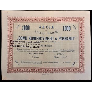 Towarzystwo Akcyjne Dom Konfekcyjnego w Poznaniu - 1000 Mark 1922 - Ausgabe VI