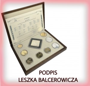 Jan Paweł II na polskich monetach (2002-2005) - zestaw nr 03 z podpisem ówczesnego prezesa NBP Leszka Balcerowicza