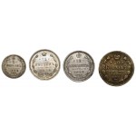 RUSSIA - 5,15 and 20 kopecks (1908-1914) - set of 4 coins