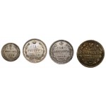 RUSSLAND - 5, 15 und 20 Kopeken (1908-1914) - Satz von 4 Münzen