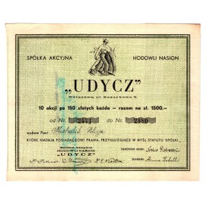Spółka Akcyjna Hodowli Nasion UDYCZ Warsaw - 10 x 150 zlotys - registered