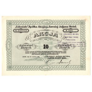 Coloniale S.A. of the former Julius Meinl - Lviv 10 zloty 1925 - Import of Kawi and Tea