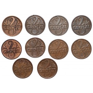 2 pennies (1925-1938) - set of 10 pieces