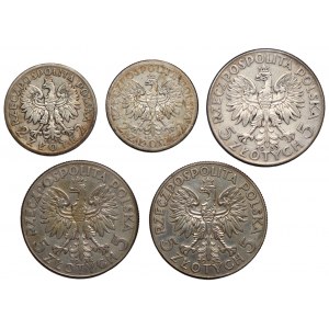 2 and 5 gold (1932-1934) - set of 5 pieces