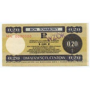 PEWEX - 20 centów 1979 (duży) seria HN 0000000 WZÓR