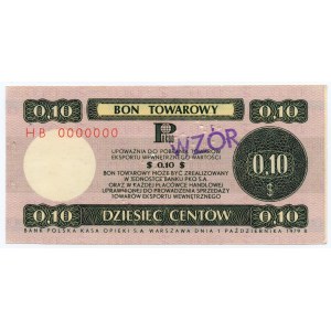 PEWEX 10 centów 1979 (duży) seria HB 0000000 WZÓR