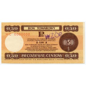 PEWEX, 50 cents 1979 - HC series 0000000 (LARGE) MODEL