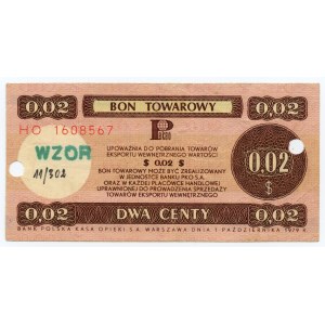PEWEX 2 centy 1979 (mały) seria HO WZÓR