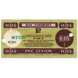 PEWEX - 5 centów 1979 - seria HA (mały) fałszywy nadruk WZÓR