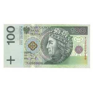 100 złotych 1994 - seria zastępcza YJ 2000000 - ciekawa numeracja