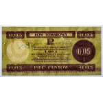 PEWEX 5 centów 1979 - seria HA 0000000 oraz odręcznie wpisany numer - GDA 55 NET