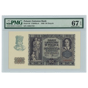 20 złotych 1940 - seria A - PMG 67 EPQ - 2-ga max nota