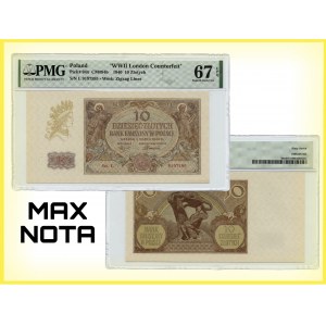 10 gold 1940 - London Counterfeit - L series. - PMG 67 EPQ - TOP POP
