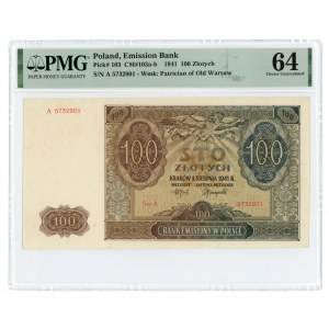 100 zloty 1941 - series A - PMG 64