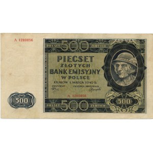 500 zloty 1940 - series A - London wave numbering A 13..... but original