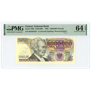 2,000,000 zloty 1992 - series B - PMG 64 EPQ