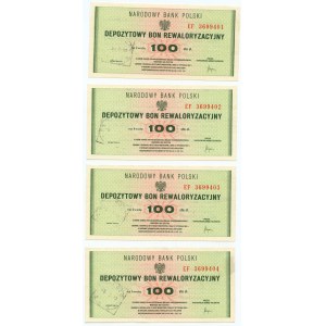 4 x Poland - deposit revaluation voucher for 100 zlotys, 1982