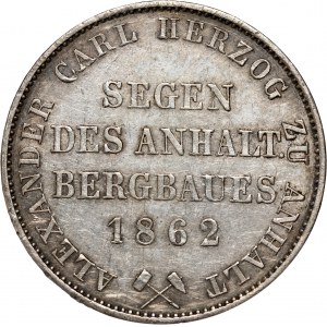 Germaany, Anhalt-Bernburg, Alexander Karl, Thaler 1862 A, Berlin