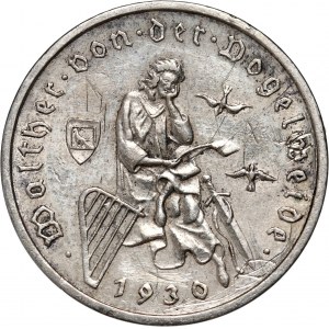 Germany, Weimar Republic, 3 Mark 1930 A, Berlin, Vogelweide